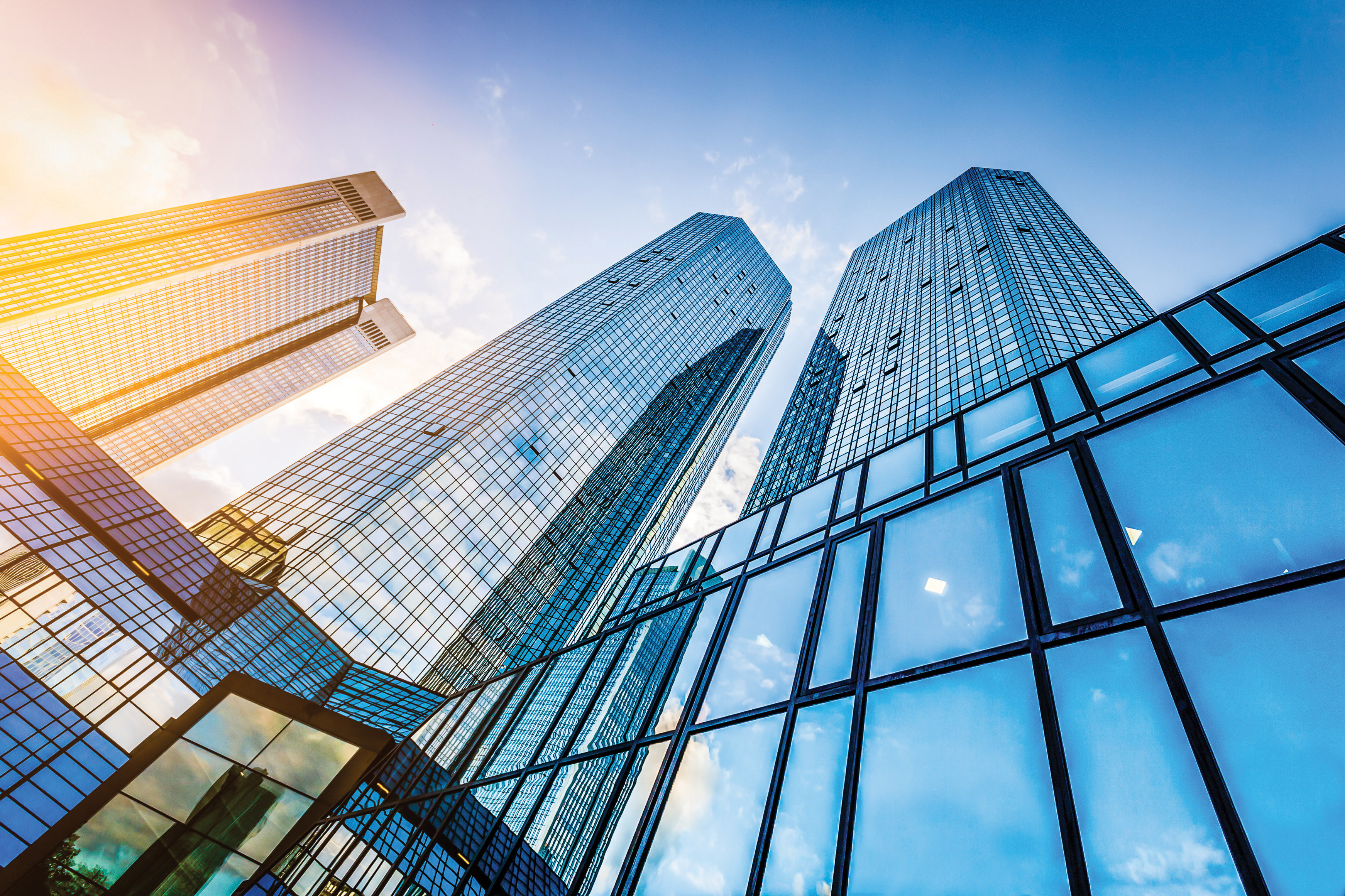 Office Buildings On A Background Of A Blue Sky