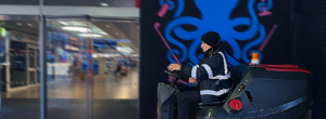 A Westgrove colleague cleaning outside of St Johns Shopping Centre in Liverpool